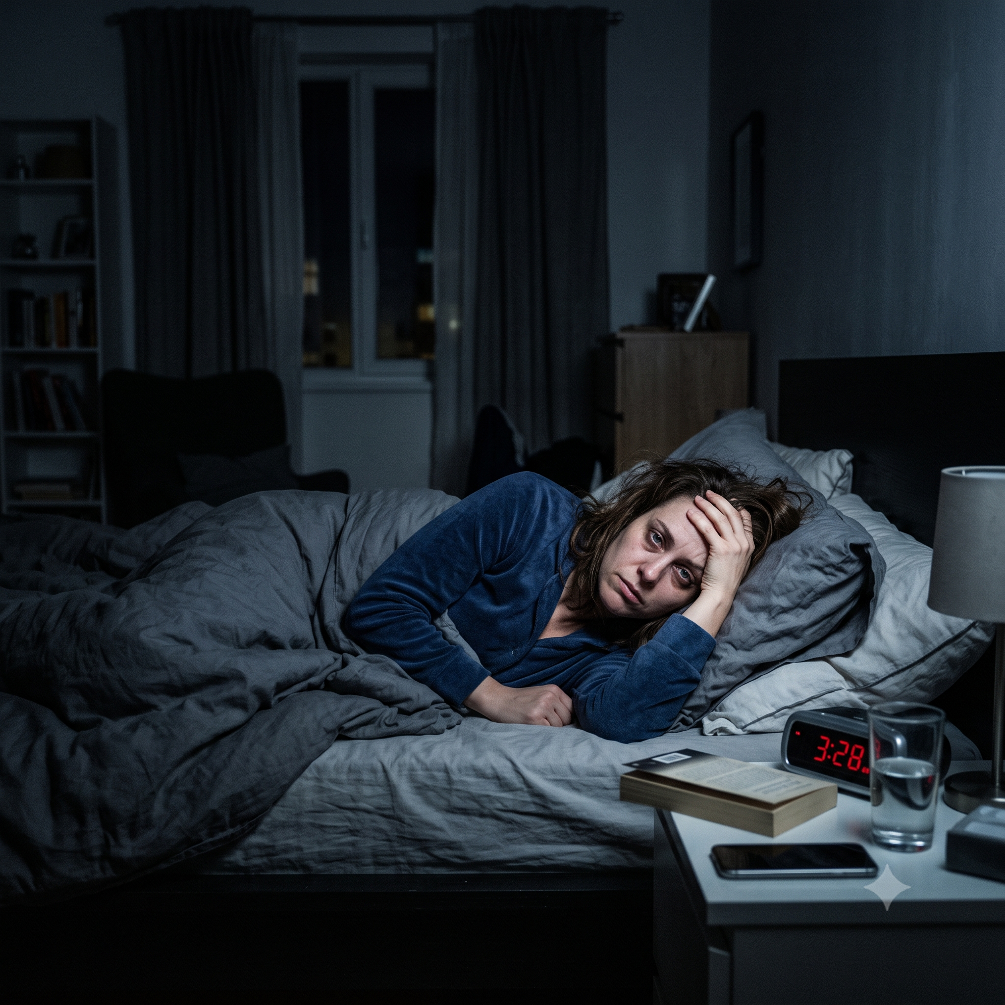 girl suffering from insomnia cant sleep